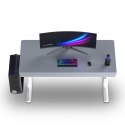 ULTRADESK Biurko dla gracza QUEST, 140x70cm, 72-120cm, biało-szary