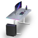 ULTRADESK Biurko dla gracza QUEST, 140x70cm, 72-120cm, biało-szary
