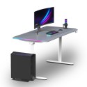 ULTRADESK Biurko dla gracza QUEST, 140x70cm, 72-120cm, biało-szary