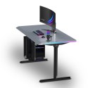 ULTRADESK Biurko dla gracza QUEST, 140x70cm, 72-120cm, czarno-szary