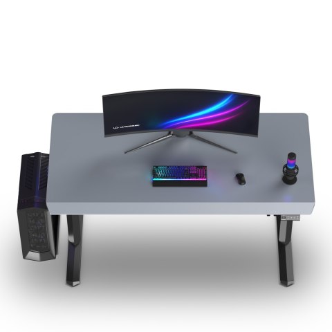 ULTRADESK Biurko dla gracza QUEST, 140x70cm, 72-120cm, czarno-szary
