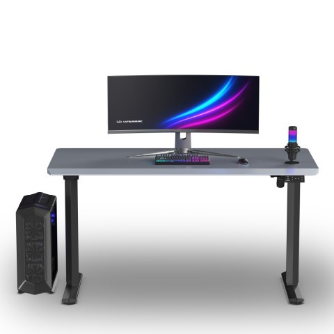 ULTRADESK Biurko dla gracza QUEST, 140x70cm, 72-120cm, czarno-szary