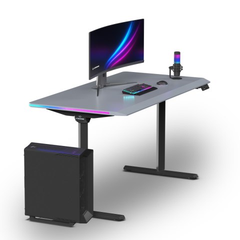 ULTRADESK Biurko dla gracza QUEST, 140x70cm, 72-120cm, czarno-szary