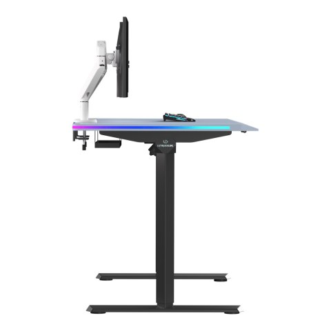 ULTRADESK Biurko dla gracza QUEST, 140x70cm, 72-120cm, czarno-szary