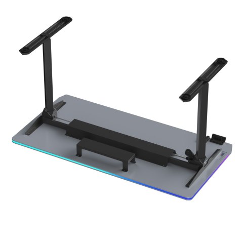 ULTRADESK Biurko dla gracza QUEST, 140x70cm, 72-120cm, czarno-szary