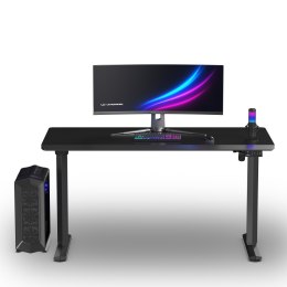 ULTRADESK Biurko dla gracza QUEST, 140x70cm, 72-120cm, czarny-czarny