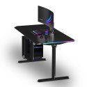 ULTRADESK Biurko dla gracza QUEST, 140x70cm, 72-120cm, czarny-czarny