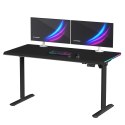 ULTRADESK Biurko dla gracza QUEST, 140x70cm, 72-120cm, czarny-czarny