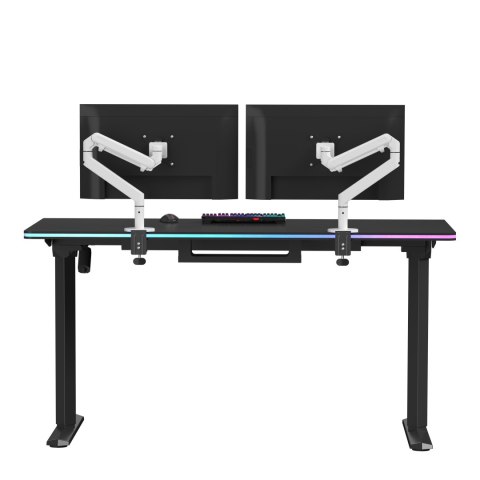 ULTRADESK Biurko dla gracza QUEST, 140x70cm, 72-120cm, czarny-czarny