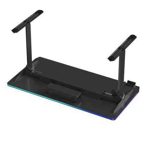 ULTRADESK Biurko dla gracza QUEST, 140x70cm, 72-120cm, czarny-czarny
