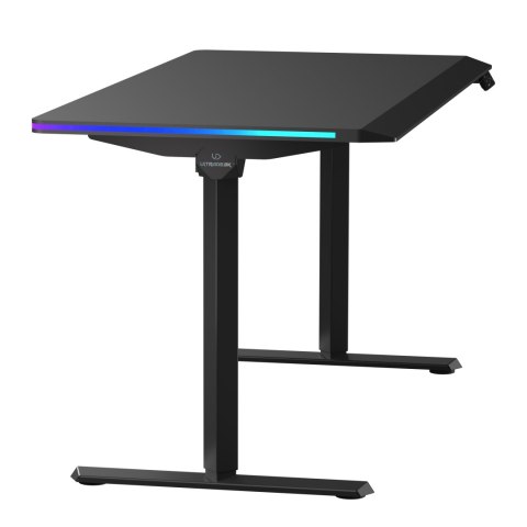 ULTRADESK Biurko dla gracza QUEST, 140x70cm, 72-120cm, czarny-czarny