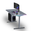ULTRADESK Biurko dla gracza QUEST, 140x70cm, 72-120cm, szara-szara