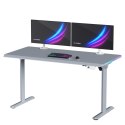 ULTRADESK Biurko dla gracza QUEST, 140x70cm, 72-120cm, szara-szara