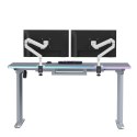 ULTRADESK Biurko dla gracza QUEST, 140x70cm, 72-120cm, szara-szara