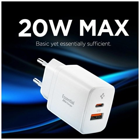 Ładowarka sieciowa Spigen Essential EE202EU 20W USB-C/USB-A biały