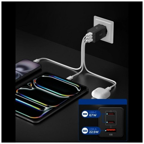 Ładowarka sieciowa Spigen Essential EE673EU 67W 2xUSB-C/USB-A czarny
