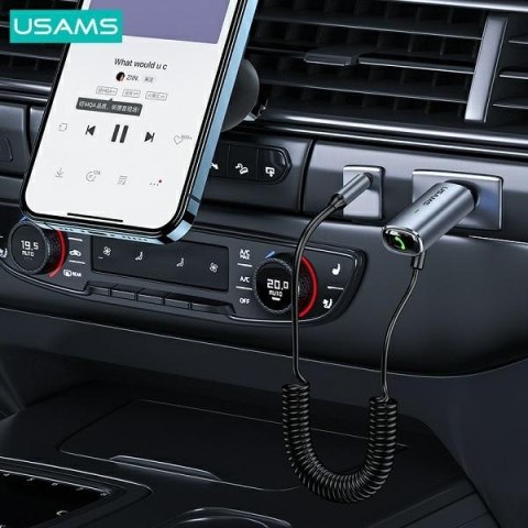 USAMS Adapter audio Bluetooth 5.0 USB-AUX szary/iron grey SJ504JSQ01 (US-SJ504)