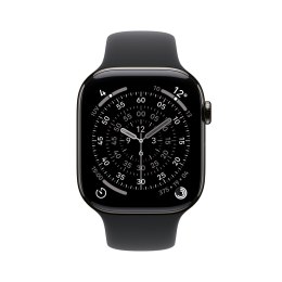 Apple Watch Series 11 Cellular 42mm Łupkowa koperta tytanowa z czarnym paskiem sportowym - M/L