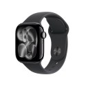 Apple Watch Series 11 GPS + Cellular 42mm Głęboka aluminiowa koperta z czarnym paskiem sportowym - M/L