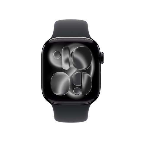 Apple Watch Series 11 GPS + Cellular 42mm Głęboka aluminiowa koperta z czarnym paskiem sportowym - M/L