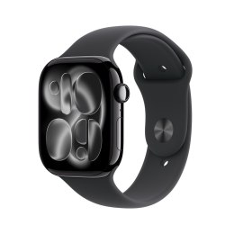 Apple Watch Series 11 GPS + Cellular 46mm Głęboka aluminiowa koperta z czarnym paskiem sportowym - S/M