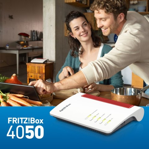 FRITZ!Box 4050 router bezprzewodowy Gigabit Ethernet Dual-band (2.4 GHz/5 GHz) Czarny, Biały