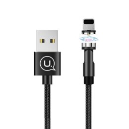 USAMS Kabel magnetyczny U59 lightning 2.1A Fast Charge 1m pleciony czarny/black SJ472USB01 (US-SJ472) regulowany kąt