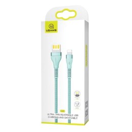 USAMS Kabel pleciony U33 lightning 1,2m 2A Fast Charging niebieski/cyan SJ360USB02 (US-SJ360)