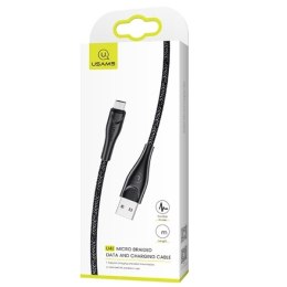 USAMS Kabel pleciony U41 microUSB 3m 2A czarny/black SJ399USB01 (US-SJ399)