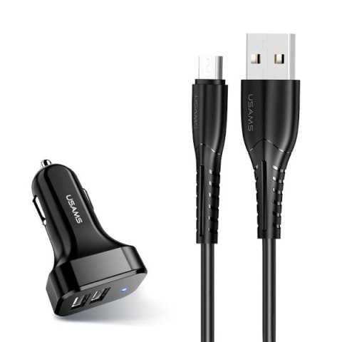 USAMS Ładowarka sam. 2xUSB C13 2,1A microUSB czarny/black NTU35MC13TZ