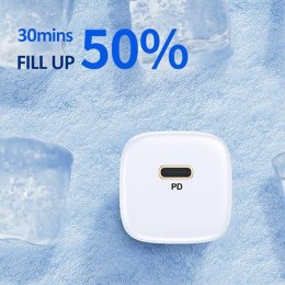 USAMS Ładowarka siec. 1xUSB-C T36 mini 20W + kabel USB-C-Lightning biały/white PD3.0 Fast Charging XFKXLOGTL02 (US-CC124+US-SJ48