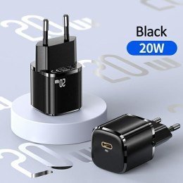 USAMS Ładowarka siec. 1xUSB-C T36 mini 20W + kabel USB-C-Lightning czarny/black PD3.0 Fast Charging XFKXLOGTL01 (US-CC124+US-SJ4