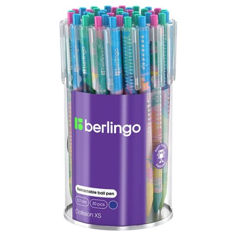 Berlingo, długopis automatyczny kulkowe, niebieskie, 30szt, 0.7mm, Collision XS