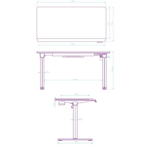 ULTRADESK Biurko dla gracza QUEST, 140x70cm, 72-120cm, szara-szara