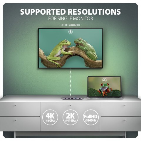 Axagon HMC-12GM2 stacja dokująca Przewodowa USB 3.2 Gen 2 (3.1 Gen 2) Type-C Szary