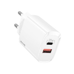 USAMS Ładowarka siec. 1xUSB-C+1xUSB T35 20W (only head) PD3.0 +QC3.0 Fast Charging biały/white CC121TC01 (US-CC121)