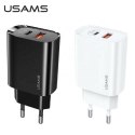 USAMS Ładowarka siec. 1xUSB-C+1xUSB T35 20W (only head) PD3.0 +QC3.0 Fast Charging biały/white CC121TC01 (US-CC121)