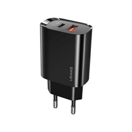 USAMS Ładowarka siec. 1xUSB-C+1xUSB T35 20W (only head) PD3.0 +QC3.0 Fast Charging czarny/black CC121TC02 (US-CC121)