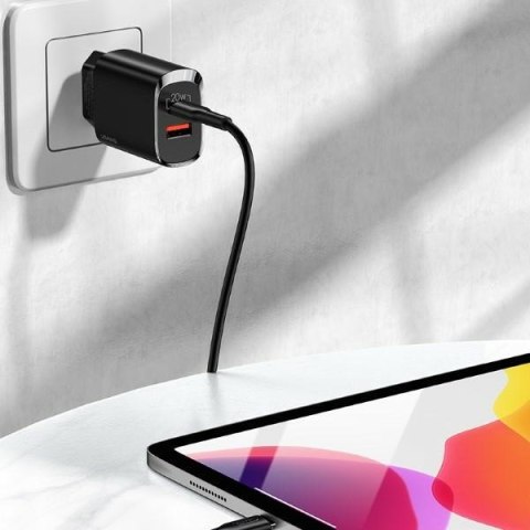 USAMS Ładowarka siec. 1xUSB-C+1xUSB T35 20W (only head) PD3.0 +QC3.0 Fast Charging czarny/black CC121TC02 (US-CC121)