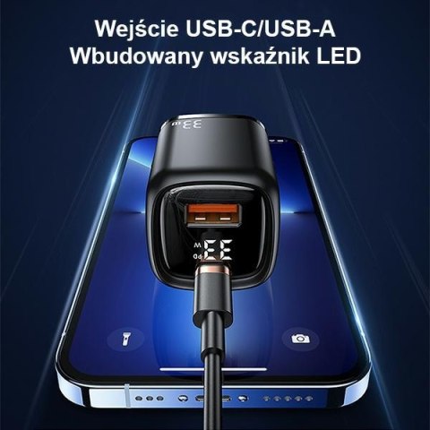 USAMS Ładowarka siec. 1xUSB-C+1xUSB T46 33W (only head) PD3.0 +QC3.0 Fast Charging czarny/black CC152TC01 (US-CC152)