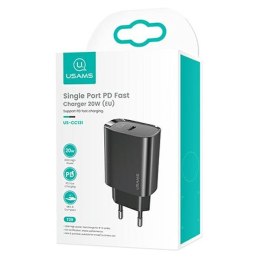 USAMS Ładowarka siec. 1xUSB-C T39 20W (only head) PD3.0 Fast Charging czarny/black CC131TC01 (US-CC131)