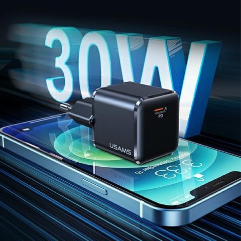 USAMS Ładowarka siec. 1xUSB-C T45 mini 30W (only head) PD3.0 Fast Charging czarny/black CC148TC01 (US-CC148)
