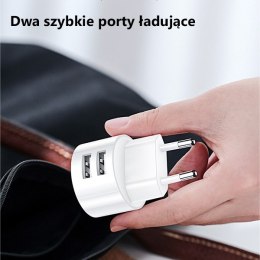USAMS Ładowarka siec. 2xUSB T20 2,1A microUSB biały/white round Fast Charging XTXLOGT18MC05