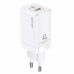 USAMS Ładowarka siec. T41 USB-C+USB GaN 47W PD+QC (only head) Fast Charging biały/white CC137TC02 (US-CC137)
