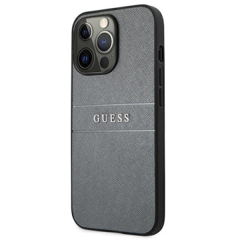 Guess GUHCP13LPSASBGR iPhone 13 Pro / 13 6,1" szary/grey Saffiano Strap