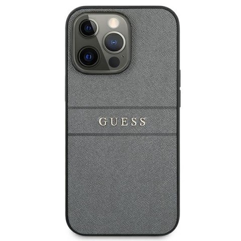 Guess GUHCP13LPSASBGR iPhone 13 Pro / 13 6,1" szary/grey Saffiano Strap