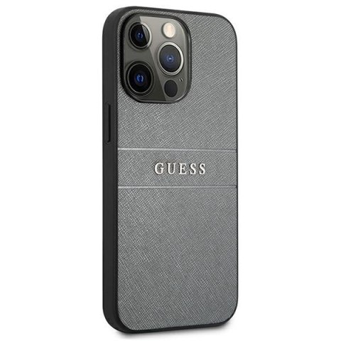 Guess GUHCP13LPSASBGR iPhone 13 Pro / 13 6,1" szary/grey Saffiano Strap