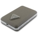 Powerbank indukcyjny Guess Grained Triangle 5000mAh 15W USB-C MagSafe brązowy