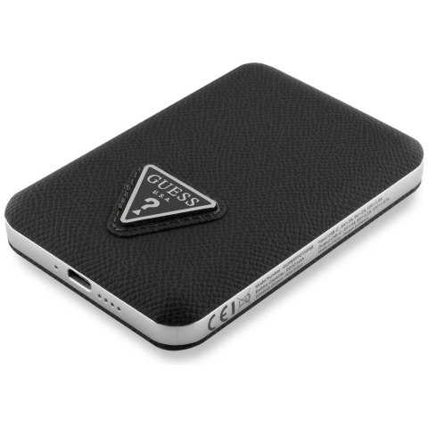 Powerbank indukcyjny Guess Grained Triangle 5000mAh 15W USB-C MagSafe czarny