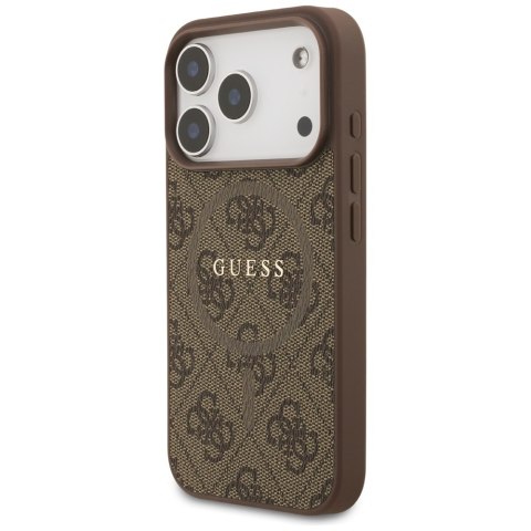 Etui Guess 4G Ring Classic Logo MagSafe do iPhone 17 Pro brązowy